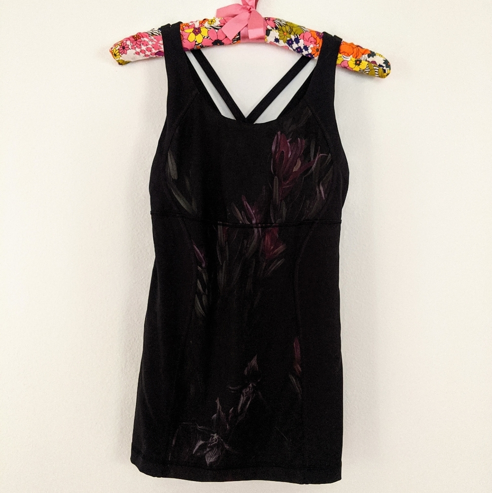 Lululemon Black Floral Workout Tank
